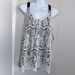 NWT Xhilaration Lace Front Gray Tank Top Women Small